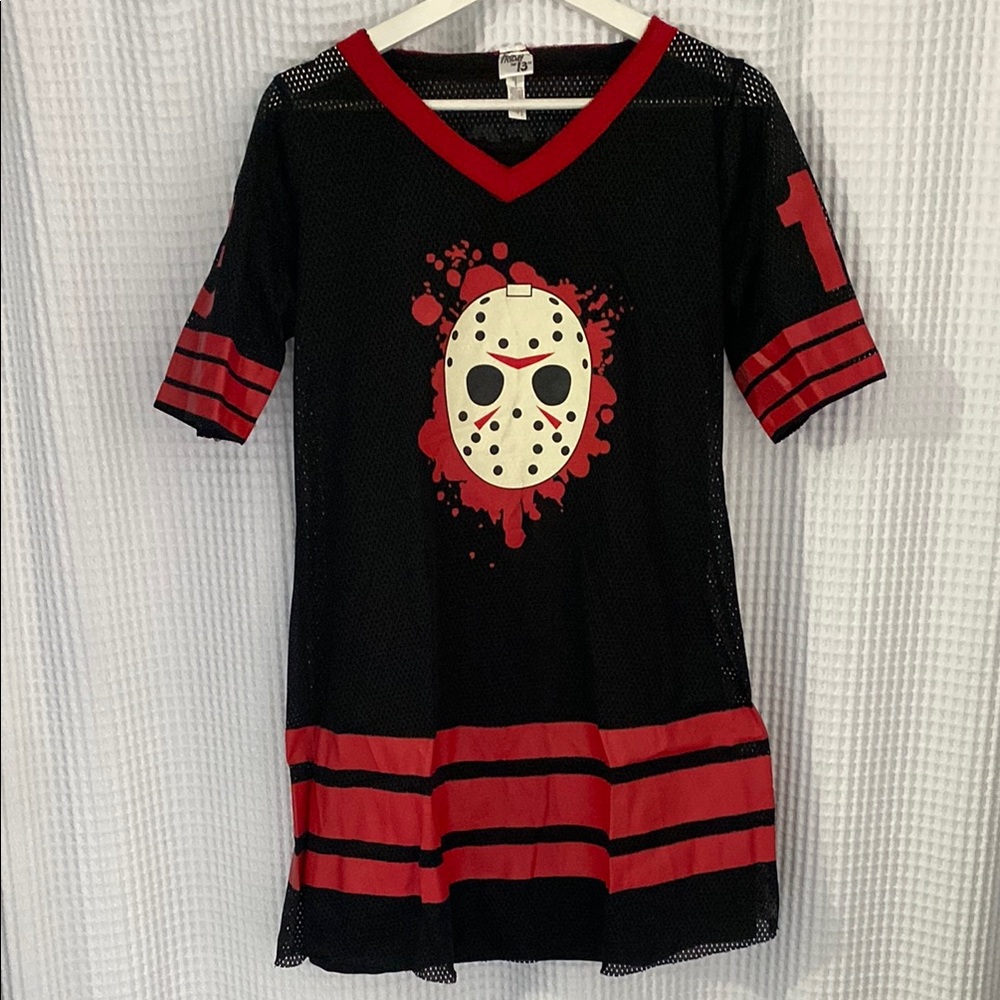 Women's Black and Red Graphic Jersey Dress